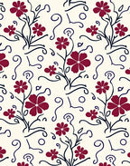 Crimson Vine Scroll Floral Pattern Rug