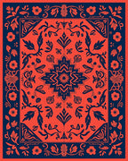 Navajo Inspired Floral Geometric Design Rug