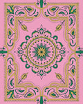Pink Green Mandala Floral Pattern Rug