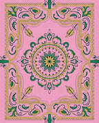 Pink Green Mandala Floral Pattern Rug