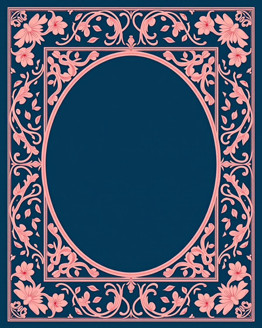 Elegant Floral Swirl Frame Design Rug