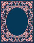 Elegant Floral Swirl Frame Design Rug