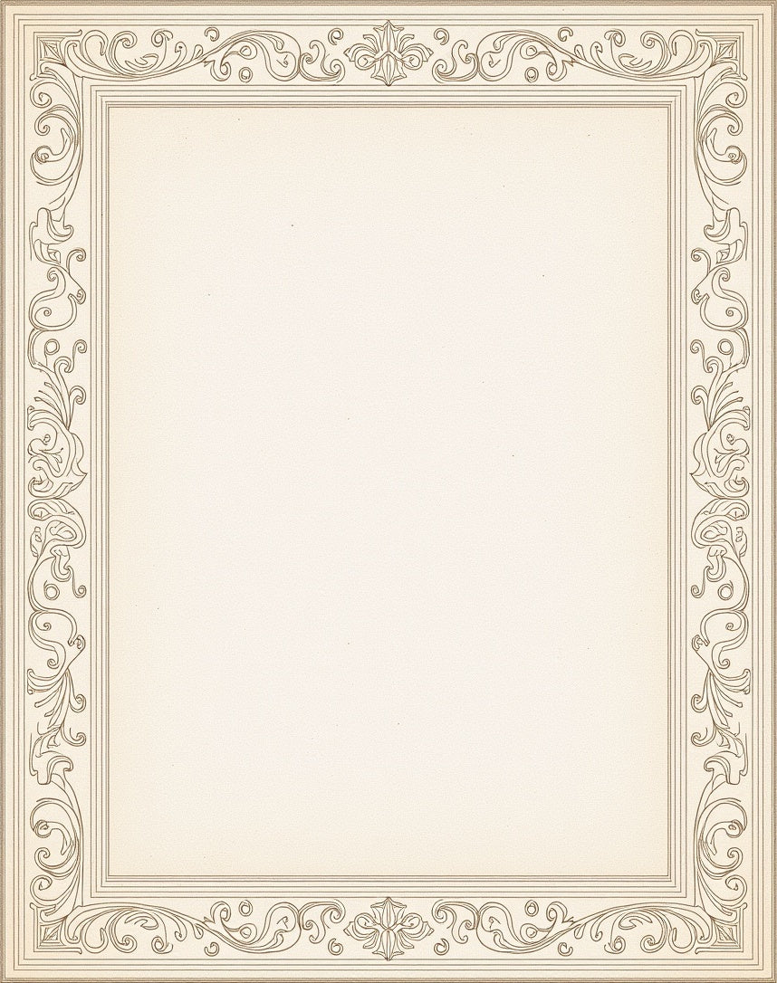 Elegant Scrollwork Decorative Border Design Rug