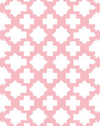 Pink White Geometric Diamond Pattern Rug