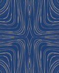 Abstract Blue Beige Swirl Pattern Rug