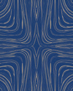Abstract Blue Beige Swirl Pattern Rug