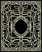 Black and Beige Geometric Outline Pattern Rug