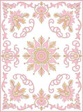 Pink Floral Scrollwork Ornamental Rug
