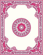 Ornate Pink Mandala Floral Border Rug