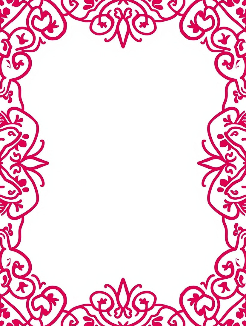 Intricate Fuchsia Swirl Border Design Rug