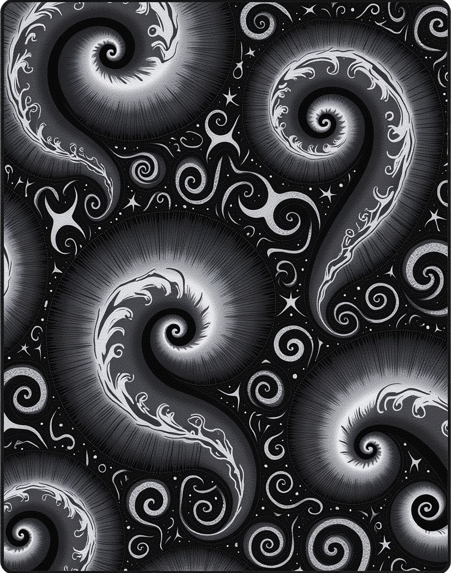 Abstract Swirls and Stars Pattern Rug
