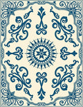 Elegant Blue Floral Compass Design Rug