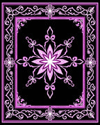 Ornate Floral Mandala Frame Design Rug