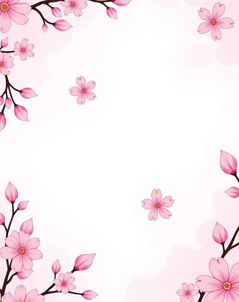 Pink Cherry Blossom Floral Pattern Rug