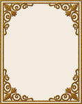 Ornate Golden Scrolling Leaf Border Rug
