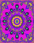 Vibrant Psychedelic Mandala Pattern Rug