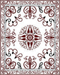 Maroon Black Floral Symmetry Rug