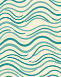 Modern Teal Cream Wave Pattern Rug