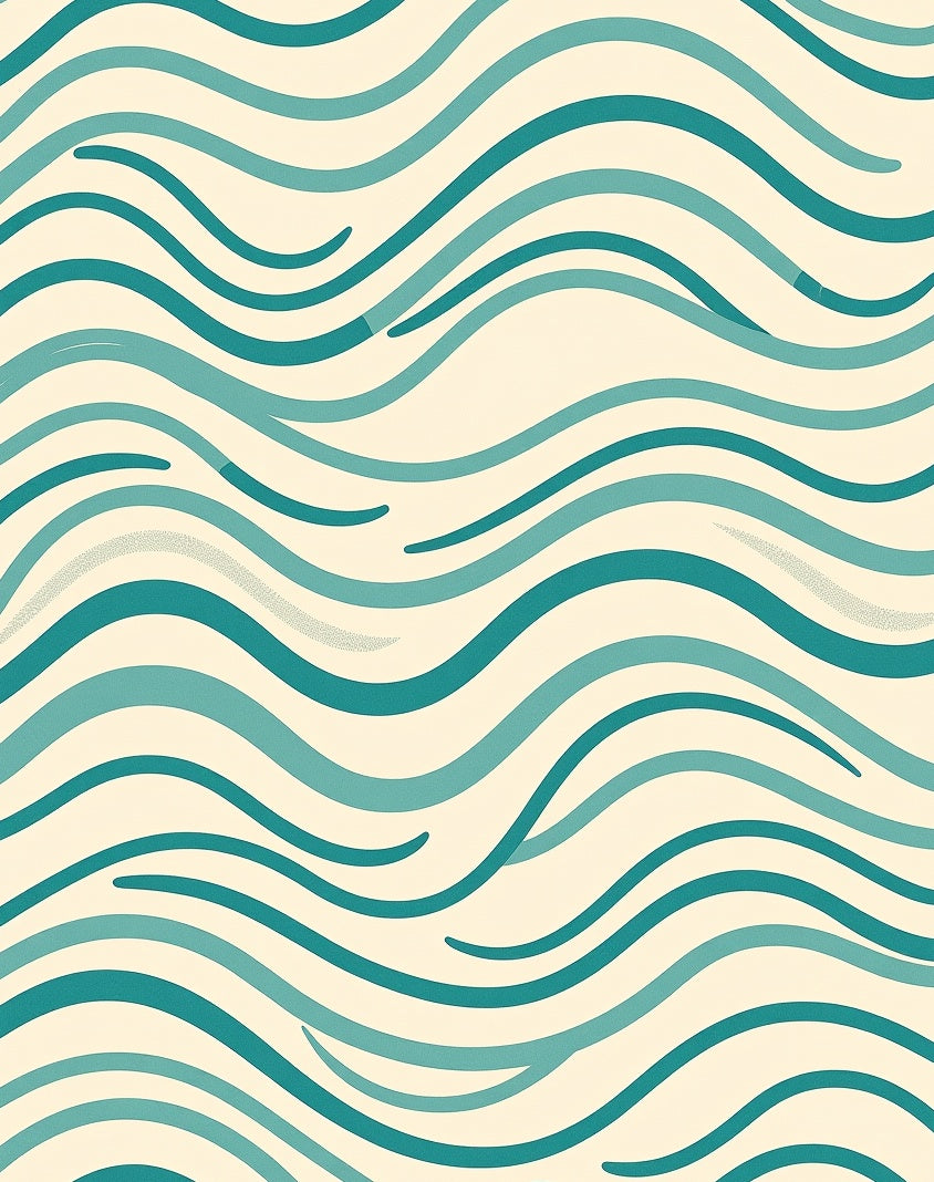 Modern Teal Cream Wave Pattern Rug