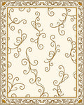 Cream and Gold Vine Pattern Border Rug