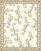 Cream and Gold Vine Pattern Border Rug