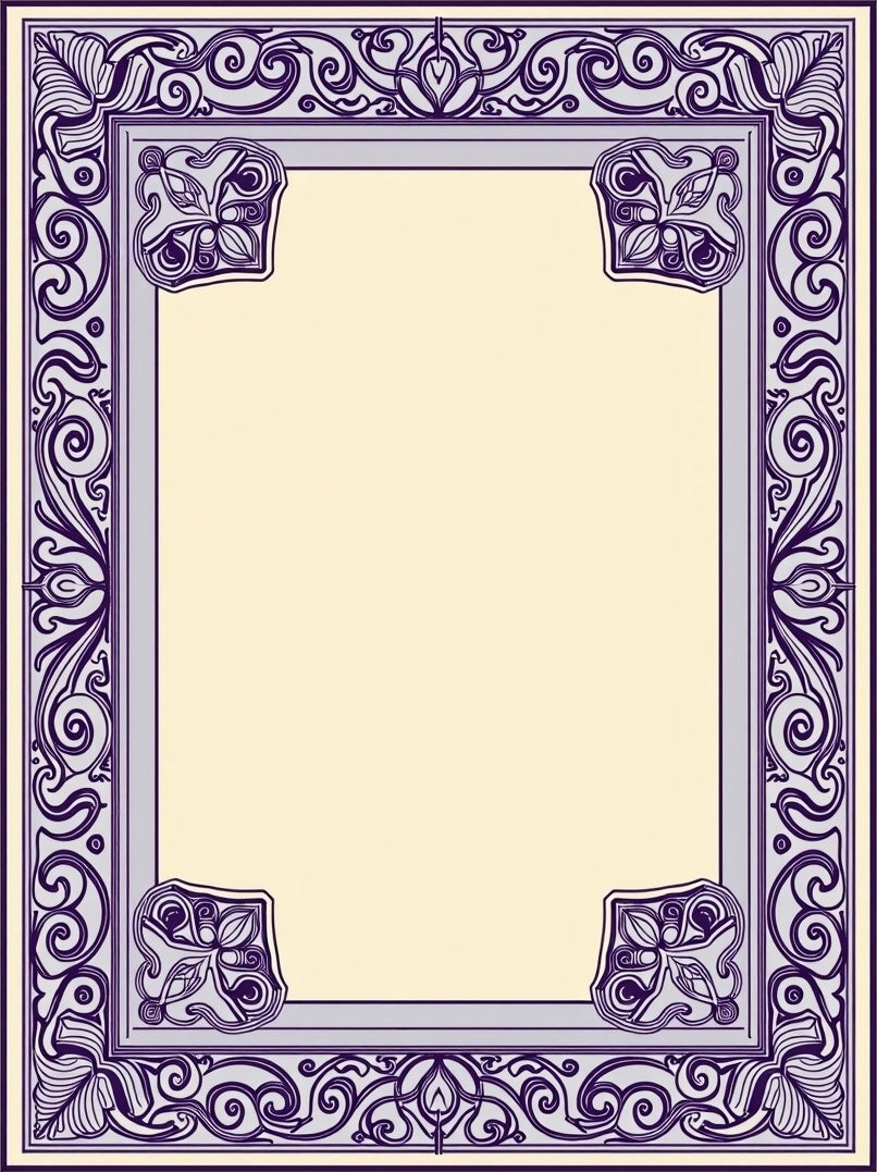 Purple Tan Ornate Flourish Rug