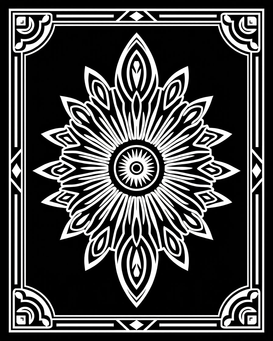 Modern Floral Geometric Mandala Design Rug
