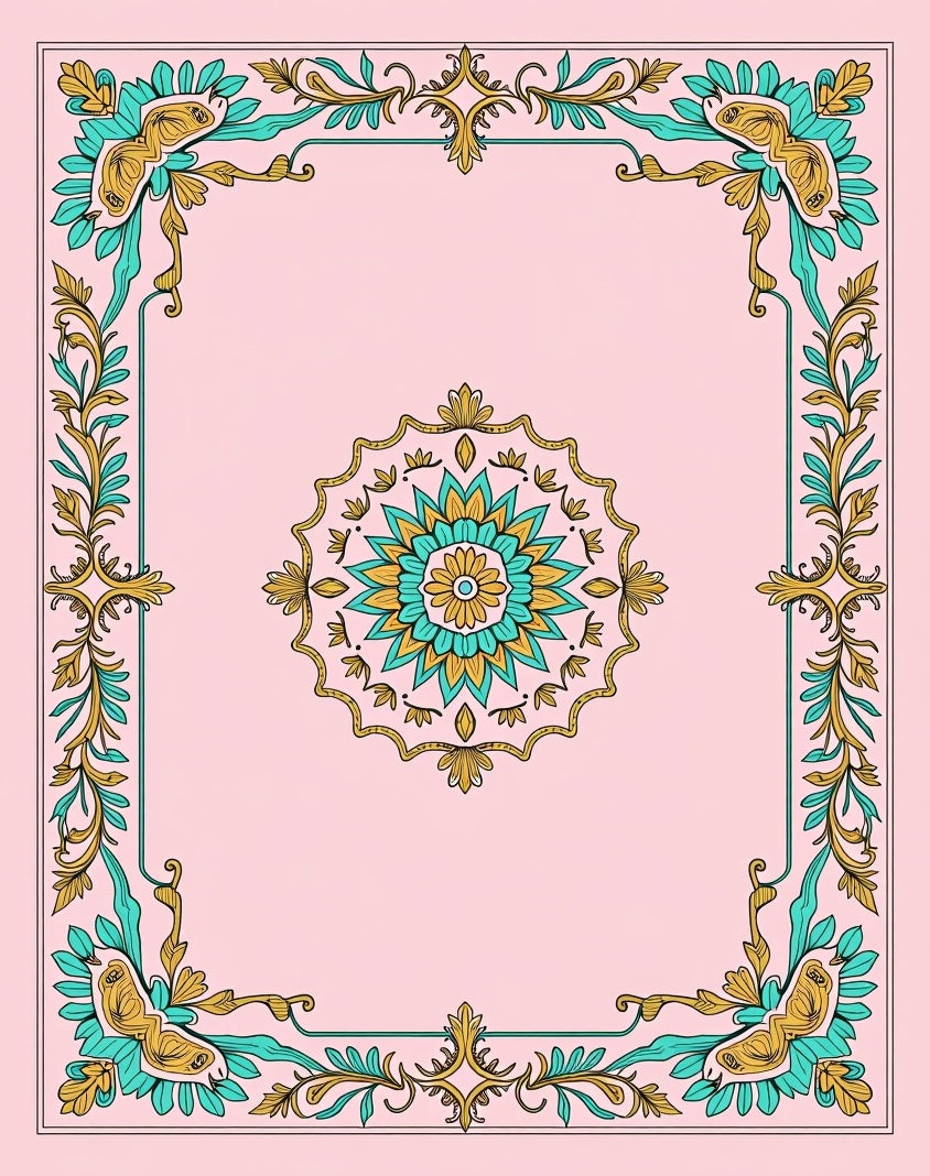 Floral Mandala Border Design Rug