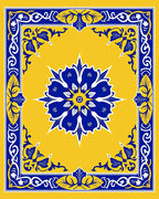 Bold Floral Geometric Medallion Design Rug