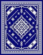 Bold Blue White Geometric Pattern Rug
