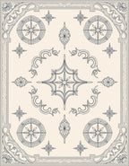 Intricate Floral Compass Motif Design Rug