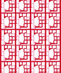 Geometric Red White Lattice Pattern Rug