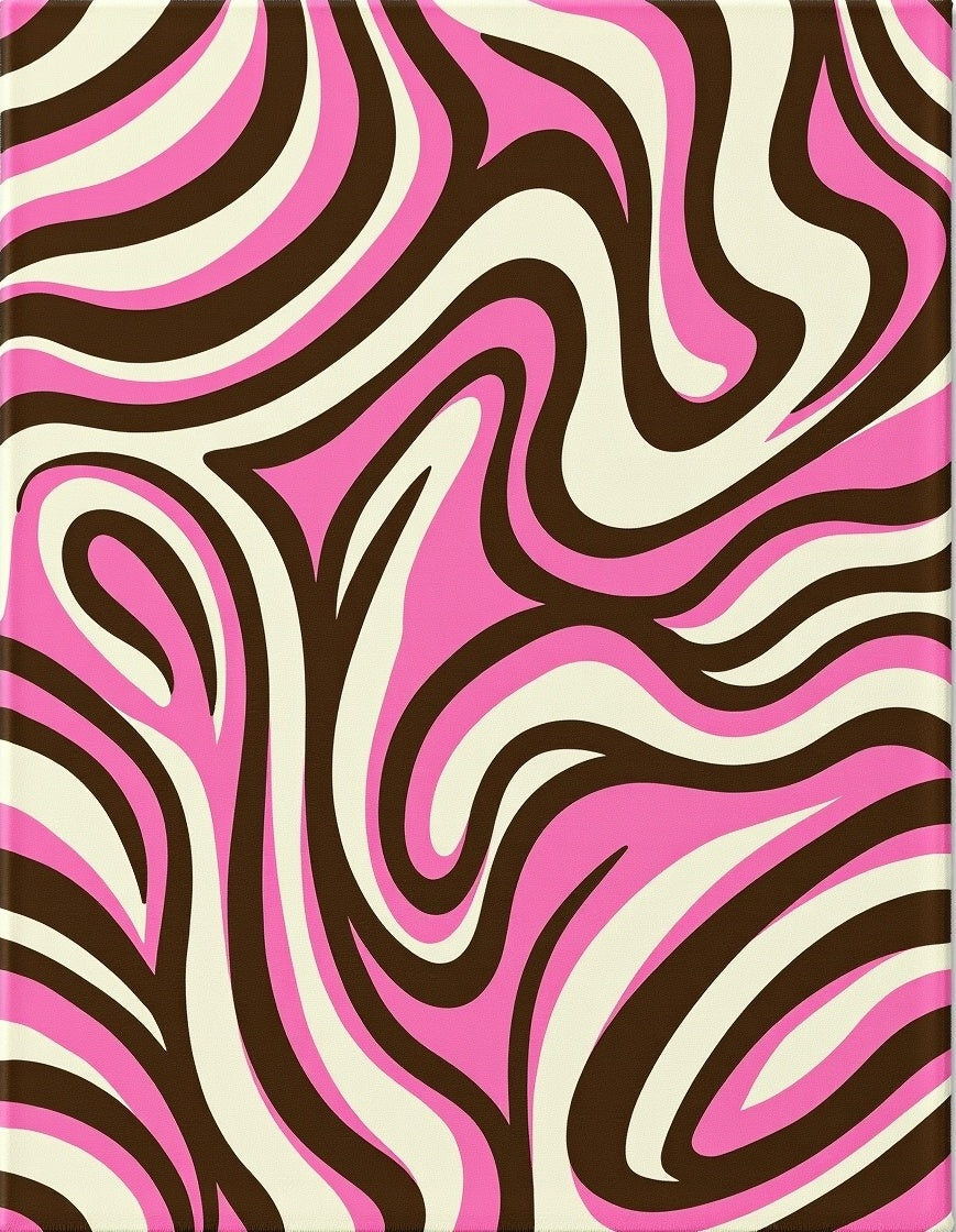 Retro Swirling Pink Brown Cream Pattern Rug