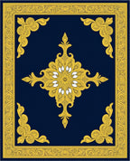 Ornate Golden Medallion Border Design Rug