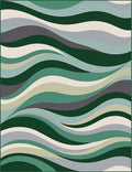Abstract Green Wave Pattern Design Rug