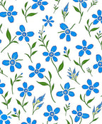 Blue Wildflowers Pattern Design Rug