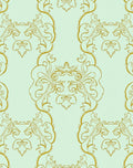 Gold Swirling Floral Damask Rug