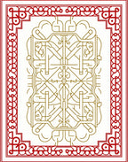 Red Gold Geometric Medallion Pattern Rug
