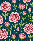 Pink Roses Floral Pattern Rug