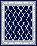Classic White Lattice On Navy Rug