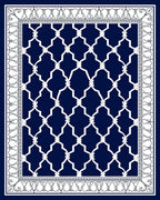 Classic White Lattice On Navy Rug