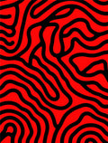 Bold Red and Black Wavy Lines Design Rug