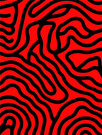 Bold Red and Black Wavy Lines Design Rug
