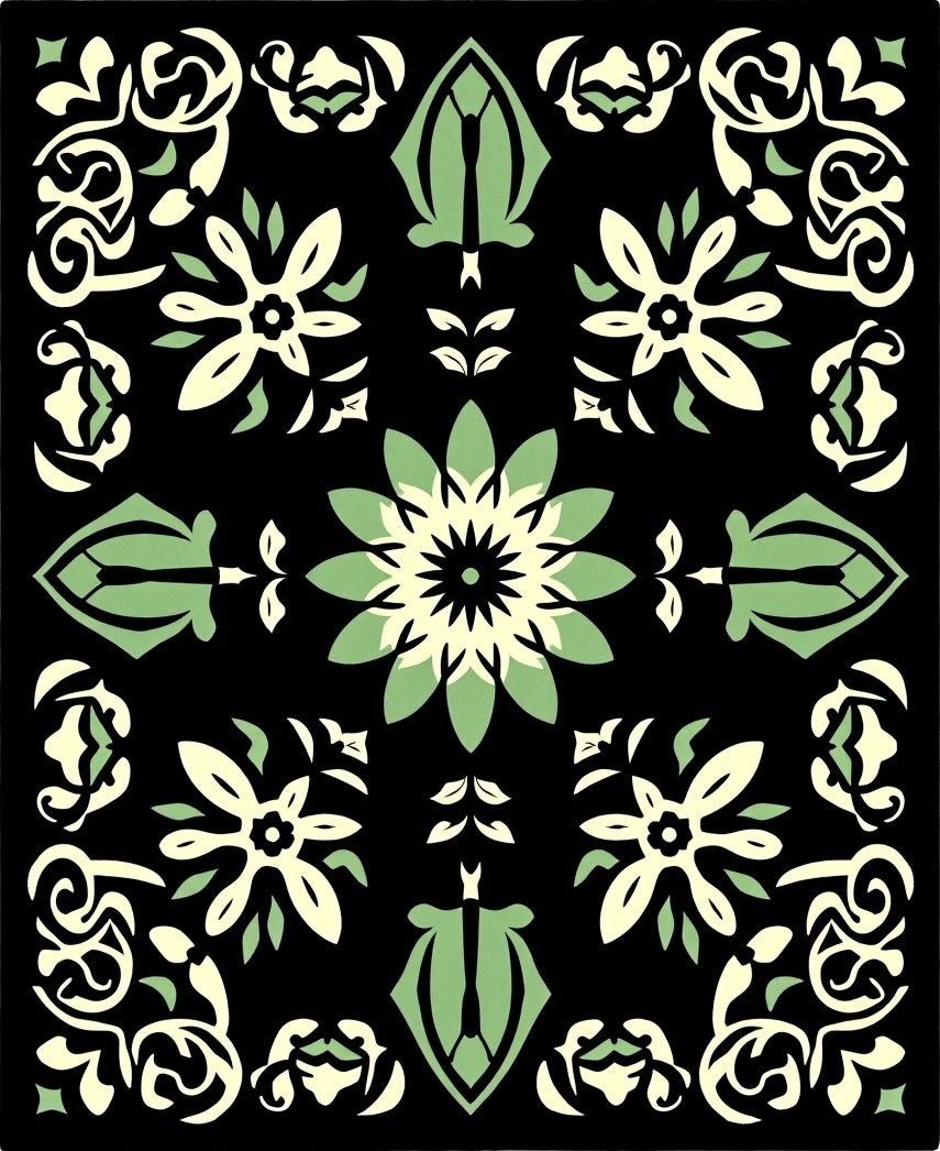 Stylized Floral Medallion Patterned Rug