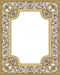Ornate Golden Scrollwork Pattern Rug