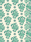 Turquoise Damask Floral Pattern Rug