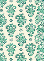Turquoise Damask Floral Pattern Rug