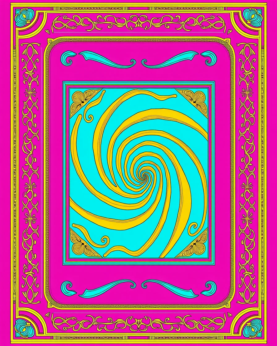 Vibrant Psychedelic Swirl Border Rug