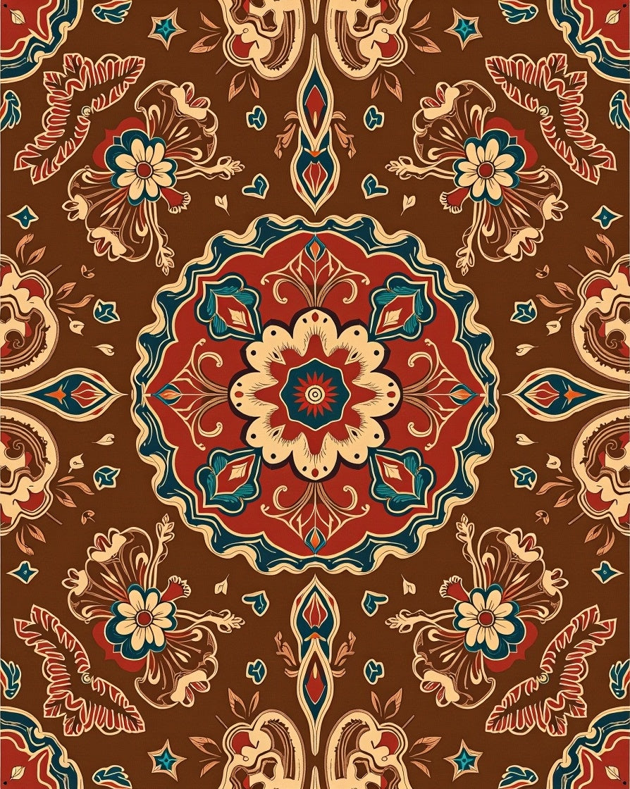 Ornate Floral Medallion Pattern Rug
