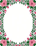 Pink Rose Vine Floral Border Rug